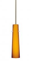 Besa Lighting 1TT-567480-SN-L - Besa Camino Stem Pendant Satin Nickel Amber Matte 1x40W Halogen, 15Ft. Cord