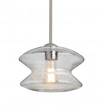 Besa Lighting 1TT-ZENCL-EDIL-SN - Besa, Zen Stem Pendant , Clear Bubble, Satin Nickel Finish, 1x8W LED Filament