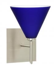 Besa Lighting 1SW-5121CM-LED-SN-SQ - Besa Wall With SQ Canopy Kani Satin Nickel Cobalt Blue Matte 1x5W LED