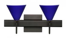 Besa Lighting 2SW-5121CM-LED-BR-SQ - Besa Wall With SQ Canopy Kani Bronze Cobalt Blue Matte 2x5W LED