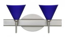 Besa Lighting 2SW-5121CM-LED-SN - Besa Wall Kani Satin Nickel Cobalt Blue Matte 2x5W LED