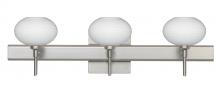 Besa Lighting 3SW-561207-SN-SQ - Besa Wall With SQ Canopy Lasso Satin Nickel Opal Matte 3x40W G9