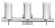 Besa Lighting 3SW-C44007-SN-SQ - Besa Pahu 4 Wall With SQ Canopy 3SW Clear/Opal Satin Nickel 3x40W G9