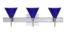 Besa Lighting 3SW-5121CM-LED-CR-SQ - Besa Wall With SQ Canopy Kani Chrome Cobalt Blue Matte 3x5W LED