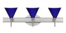 Besa Lighting 3SW-5121CM-LED-SN - Besa Wall Kani Satin Nickel Cobalt Blue Matte 3x5W LED