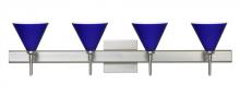 Besa Lighting 4SW-5121CM-LED-SN-SQ - Besa Wall With SQ Canopy Kani Satin Nickel Cobalt Blue Matte 4x5W LED