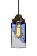 Besa Lighting J-BLINKBL-EDIL-BR-L - Besa, Blink Cord Pendant For Multiport Canopy, Trans. Blue/Clear, Bronze Finish, 1x4W