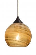 Besa Lighting J-JILLYAM-BR - Besa, Jilly Cord Pendant For Multiport Canopy, Vapor Amber, Bronze Finish, 1x60W Medi