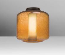 Besa Lighting NILES10AOC-BR - Besa Niles 10 Ceiling, Amber Bubble/Opal, Bronze Finish, 1x60W T10