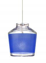 Besa Lighting RXP-PIC6BL-LED-SN - Besa Pendant Pica 6 Satin Nickel Blue Sand 1x5W LED