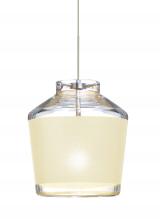 Besa Lighting RXP-PIC6CR-SN-L - Besa Pendant Pica 6 Satin Nickel Creme Sand 1x50W Halogen, 15Ft. Cord