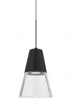 Besa Lighting RXP-TIMO6BC-LED-BR - Besa, Timo 6 Cord Pendant,Clear/Black, Bronze Finish, 1x9W LED