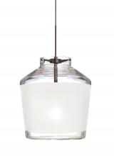 Besa Lighting X-PIC6WH-LED-BR-L - Besa Pendant For Multiport Canopy Pica 6 Bronze White Sand 1x5W LED, 15Ft. Cord