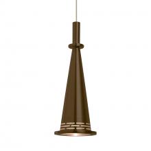 Besa Lighting X-PRINCECNBR-LED-SN - Besa, Prince Cord Pendant For Multiport Canopy, Bronze Cone, Satin Nickel Finish, 1x9