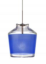 Besa Lighting XP-PIC6BL-LED-BR-L - Besa Pendant Pica 6 Bronze Blue Sand 1x5W LED, 15Ft. Cord