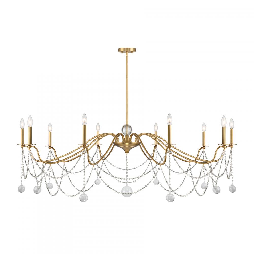 Mariposa 10-Light Chandelier in Warm Brass