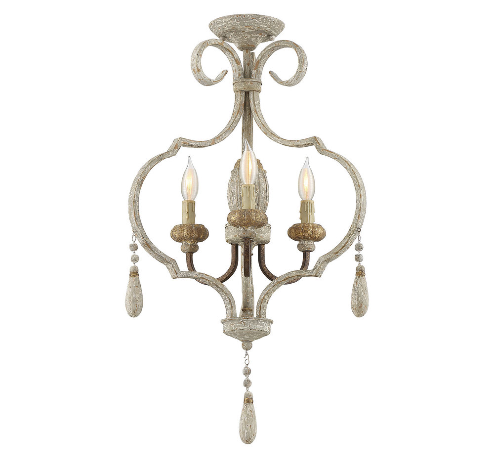 Dauphin 3-Light Convertible Semi-Flush or Pendant in Avignon