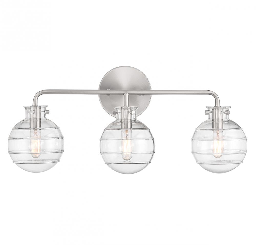 Mason 3-Light Bathroom Vanity Light in Satin Nickel