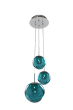 Kalco 309540CH/AQUA - Meteor 3 Light Pendant