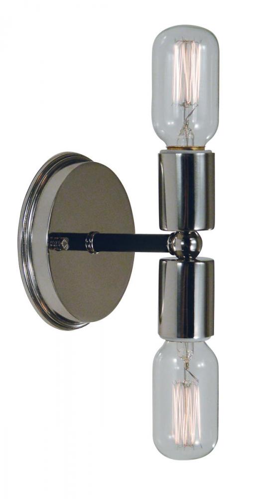 2-Light Polished Nickel/Matte Black Gyrate Sconce