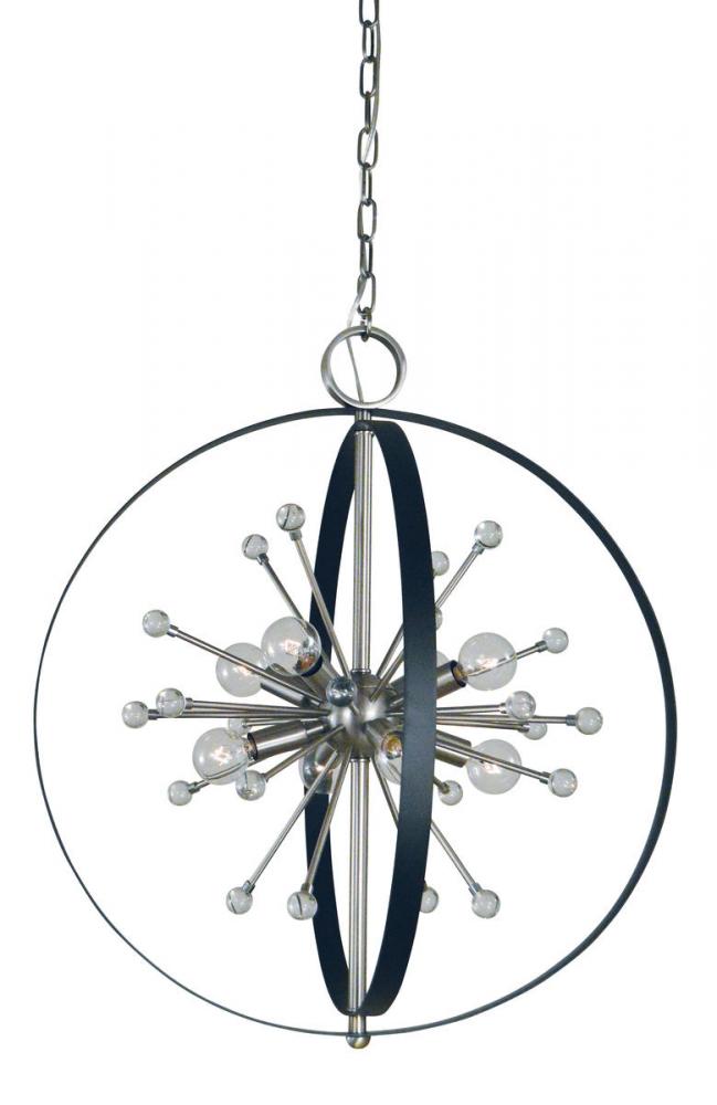 8-Light Brushed Nickel/Matte Black Nucleus Chandelier