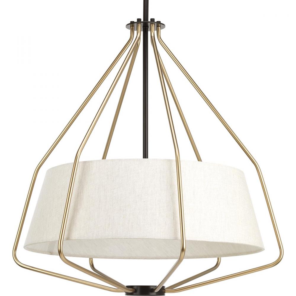 Hangar Collection Three-Light Antique Bronze Mid-Century Pendant Light