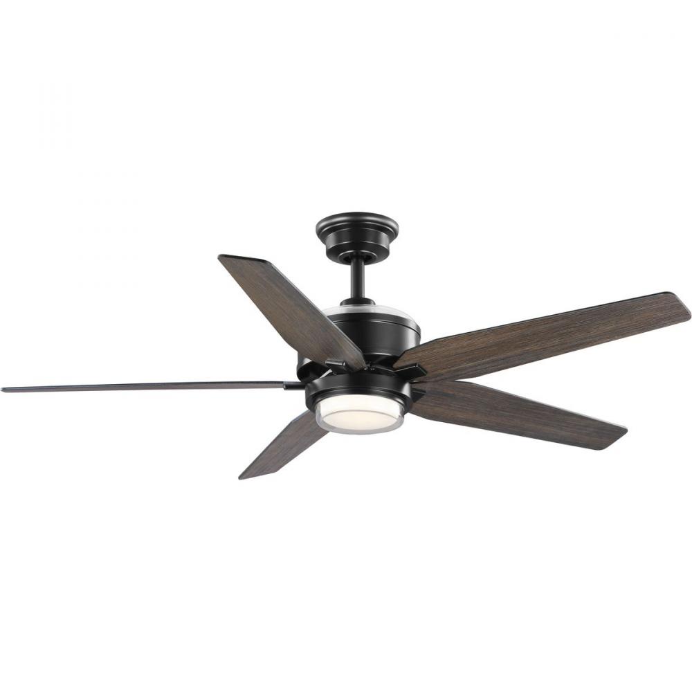 Byars 54&#34; 5-Blade Integrated LED Indoor Matte Black Mid-Century Modern Ceiling Fan with Light Ki