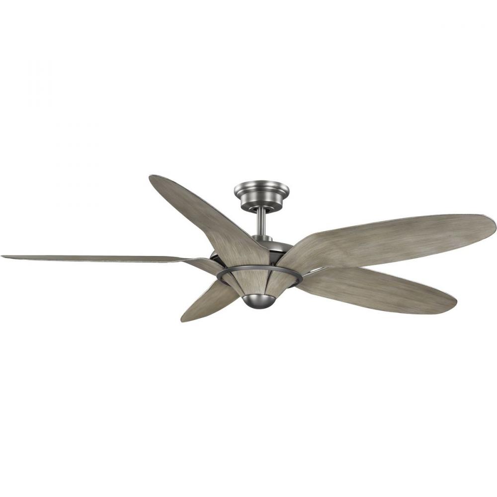 Mesilla Collection 60&#34; Five-Blade White Barnwood/Antique Nickel Indoor/Outdoor DC Motor Urban In