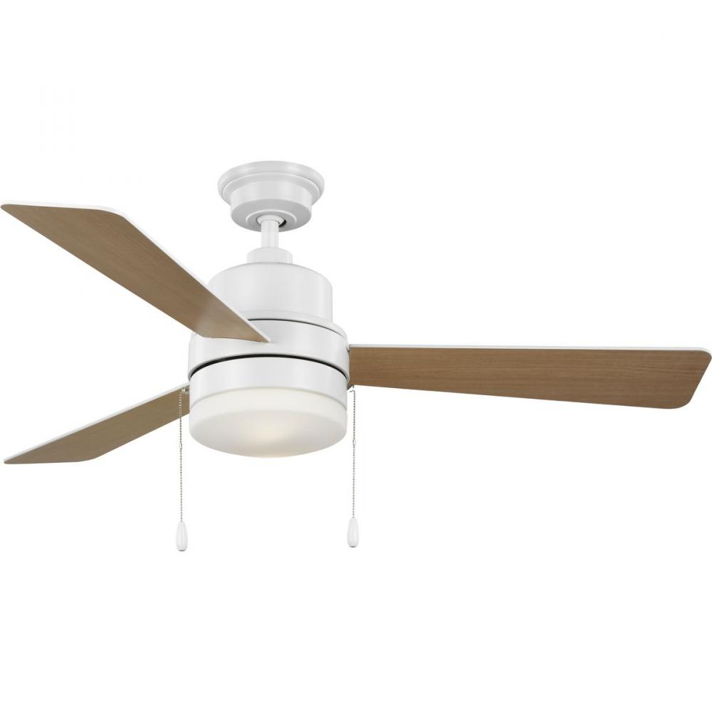 Trevina V 52&#34; 3-Blade Indoor Satin White Modern Ceiling Fan with Light Kit and White Opal Shade