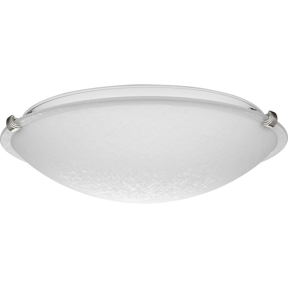 Linen Dome 16-1/4&#34; Three-Light Transitional Brushed Nickel Etched Linen Glass Flush-Mount Light