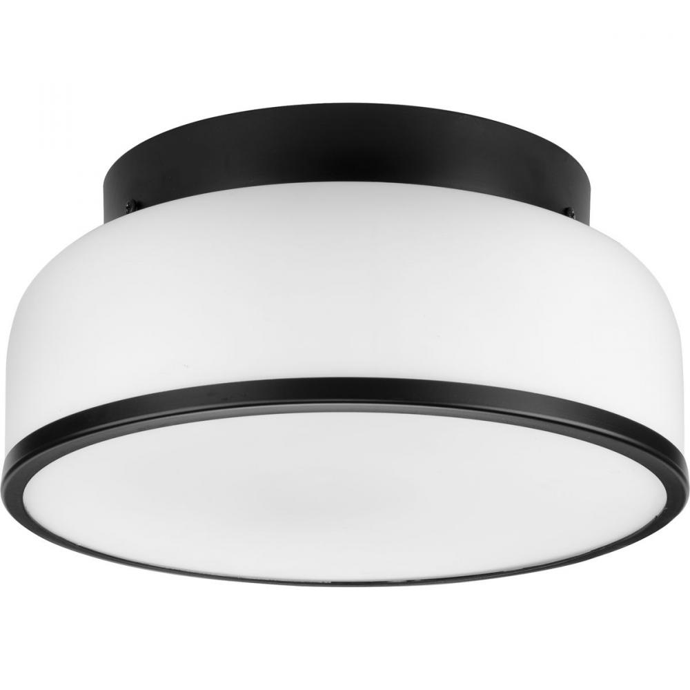 Parkhurst Collection Two-Light Matte Black New Traditional 11-1/4&#34; Flush Mount Light