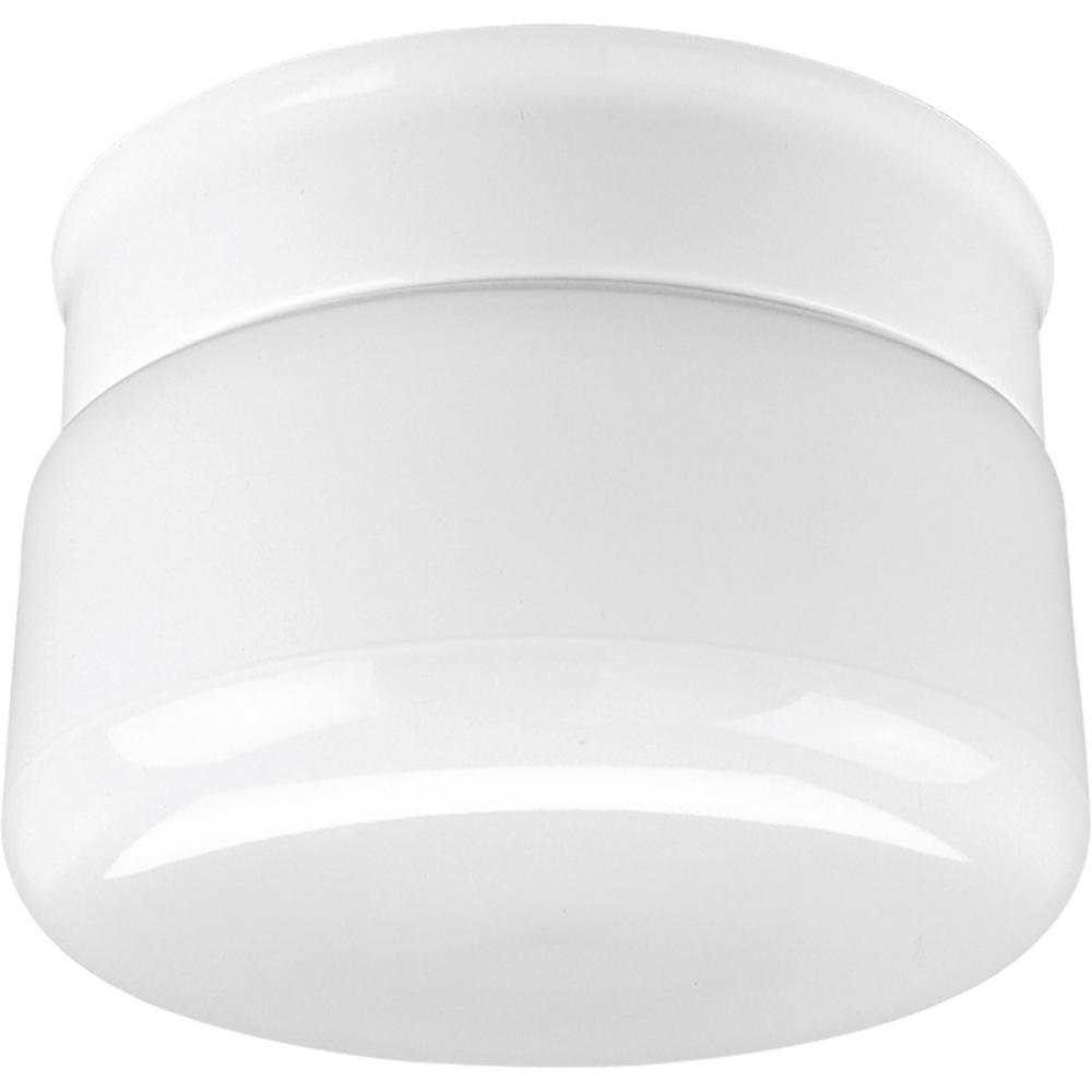 One-Light White Glass 6-3/4&#34; Close-to-Ceiling