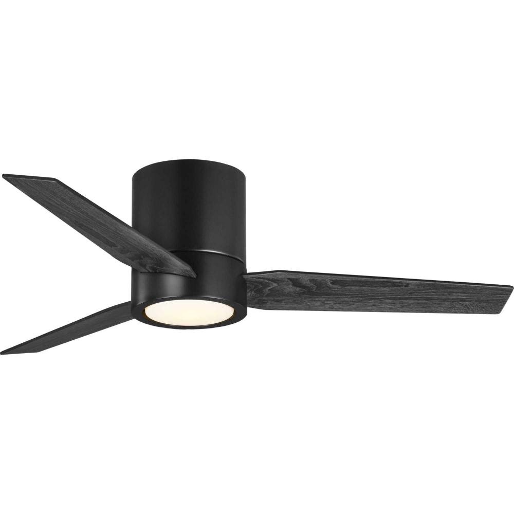 Braden Collection 44&#34; 3-Blade Matte Black LED Mid-Century Modern Indoor Hugger Ceiling Fan