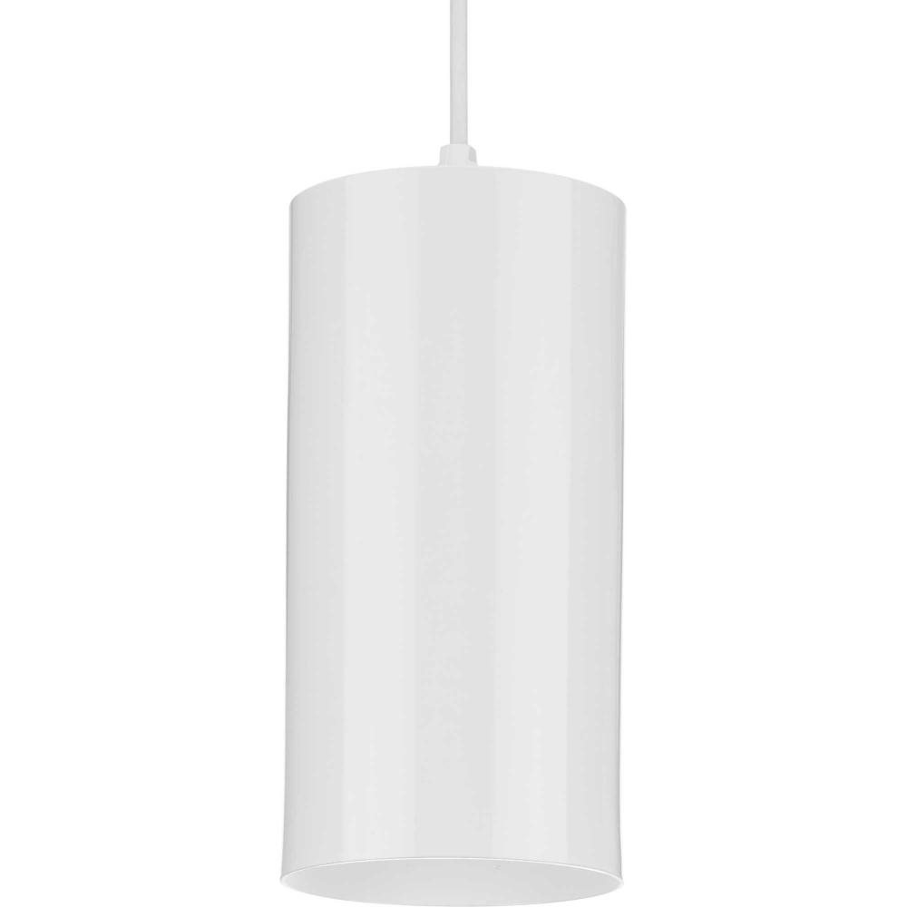 6&#34; White Outdoor Aluminum Cylinder Cord-Mount Hanging Light