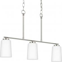 Progress P400348-009 - Adley Collection Three-Light Brushed Nickel Etched White Opal Glass New Traditional Linear Chandelie