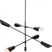 Progress P400380-31M - Cornett Collection Six-Light Matte Black Contemporary Chandelier