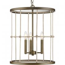 Progress P500418-161 - Lattimore Collection Three-Light Aged Brass Hall & Foyer Light