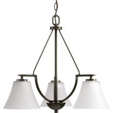 Progress P4621-20W - Bravo Collection Three-Light Antique Bronze Etched Glass Modern Chandelier Light