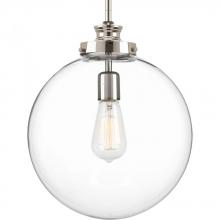 Progress P5328-104 - Penn Collection One-Light Polished Nickel Clear Glass Farmhouse Pendant Light