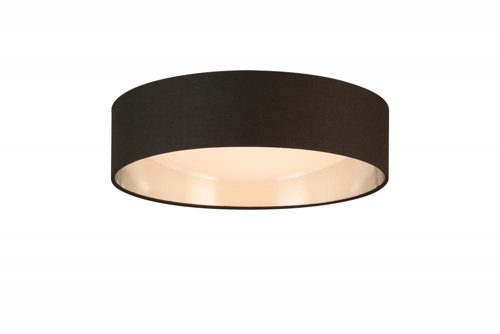 LED Ceiling Light - 16&#34; Black Exterior and Brushed Nickel Interior fabric Shade