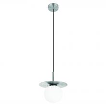 Eglo 205645A - 1 Lt Mini Pendant With Matte Nickel Finish and White Glass Shade 1-60W E26 Bulb