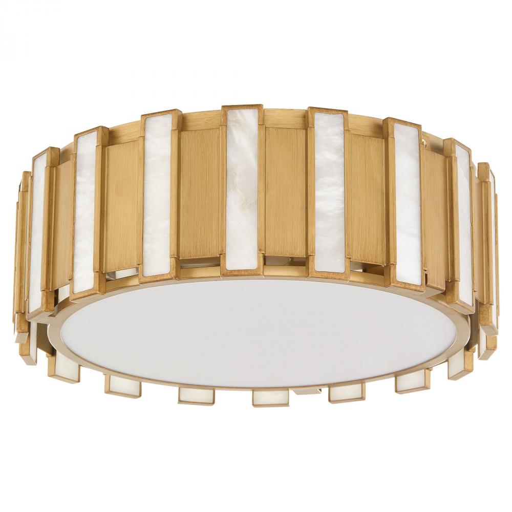 Volterra 4 Light Flush Mount | Aged Brass