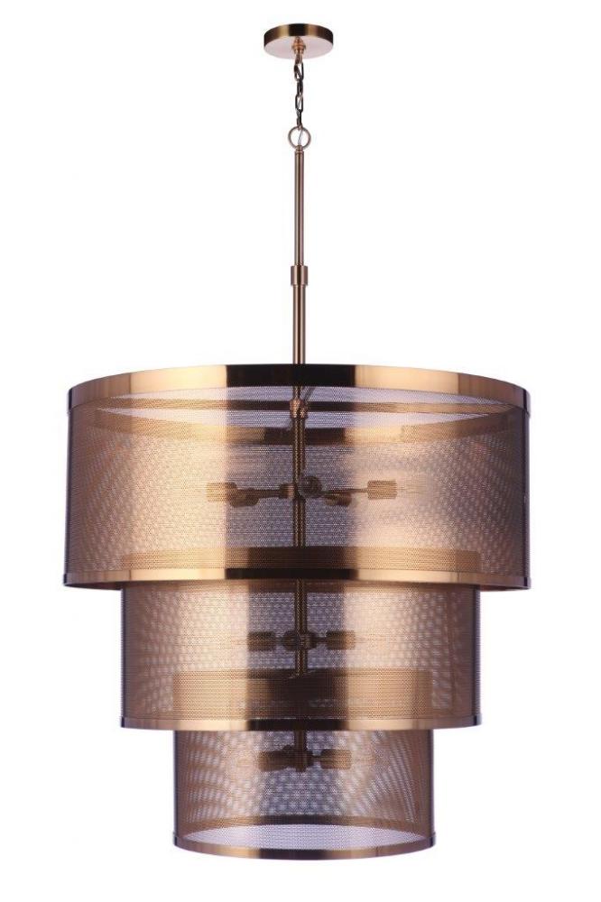 Mesh 12 Light Pendant in Satin Brass