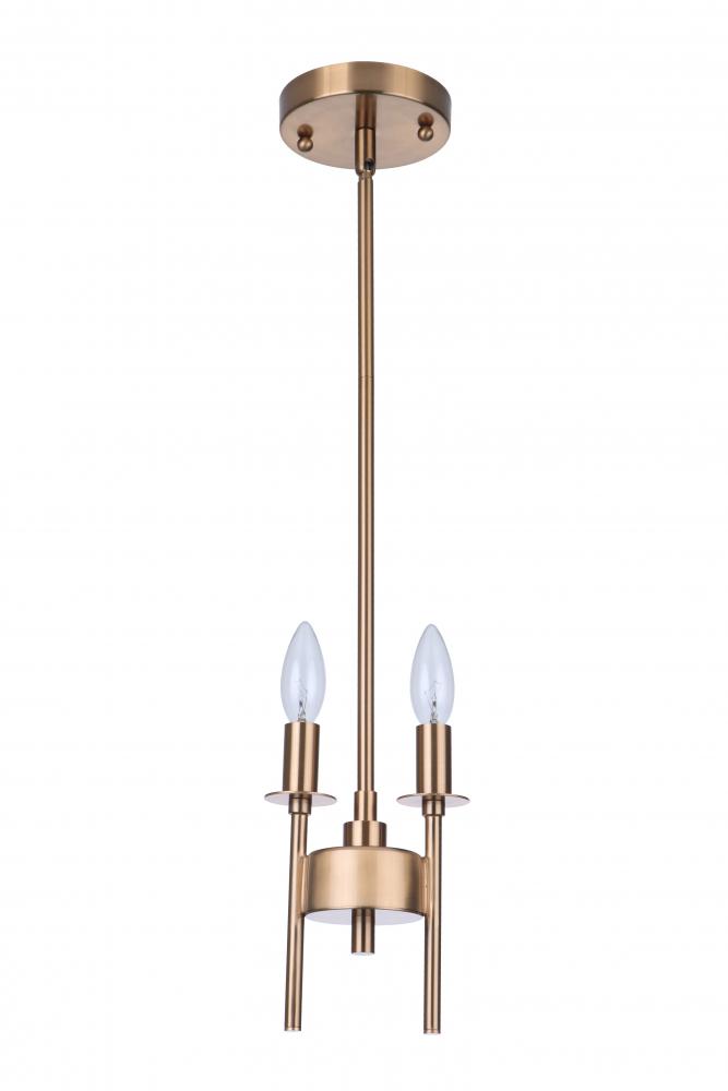 Larrson 2 Light Mini Pendant in Satin Brass