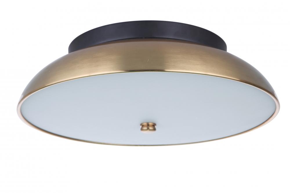 Soul 1 Light 12.5&#34; LED Flushmount in Flat Black/Satin Brass