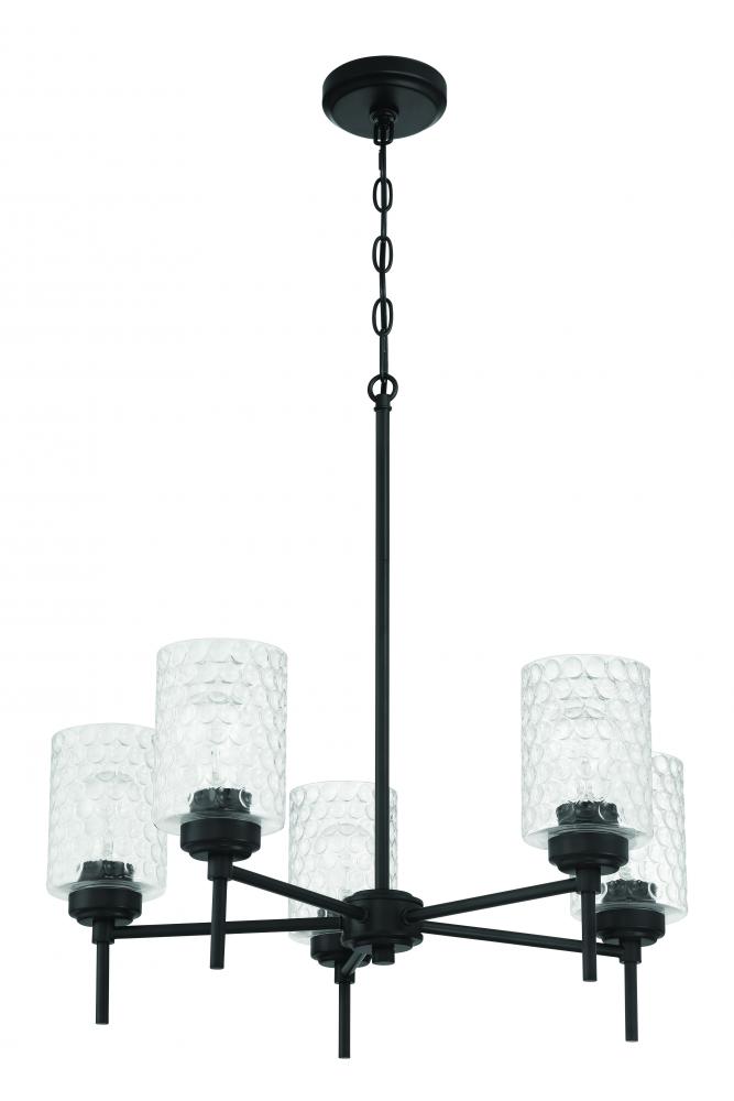 Claire 5 Light Chandelier in Flat Black