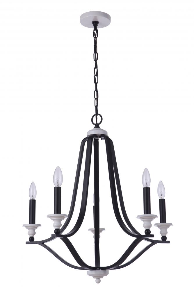 Esme 5 Light Chandelier in Flat Black/Matte White