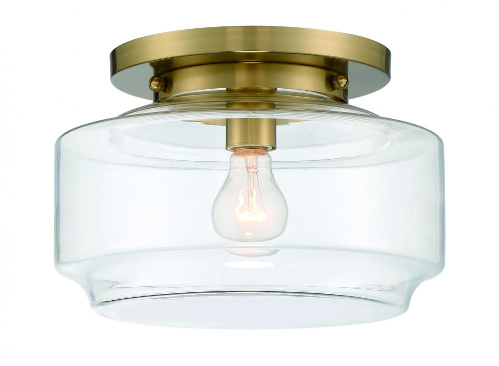 Peri 1 Light 12&#34; Flushmount in Satin Brass