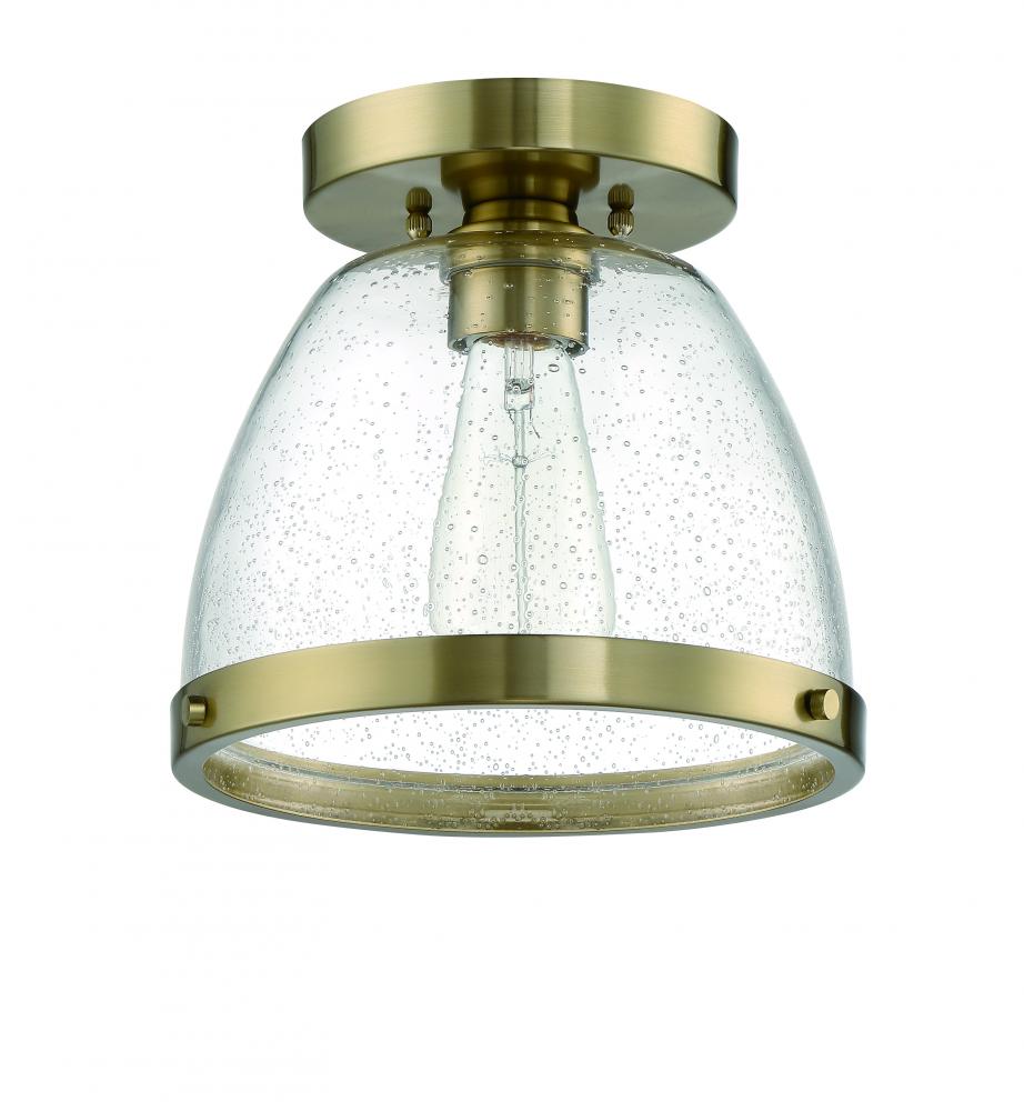 Lodie 1 Light 9.5&#34; Flushmount in Satin Brass