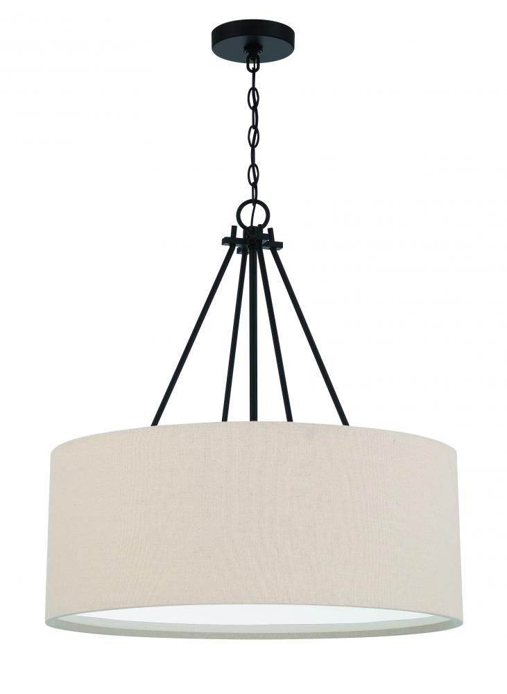 Duke 3 Light 24&#34; Pendant in Flat Black